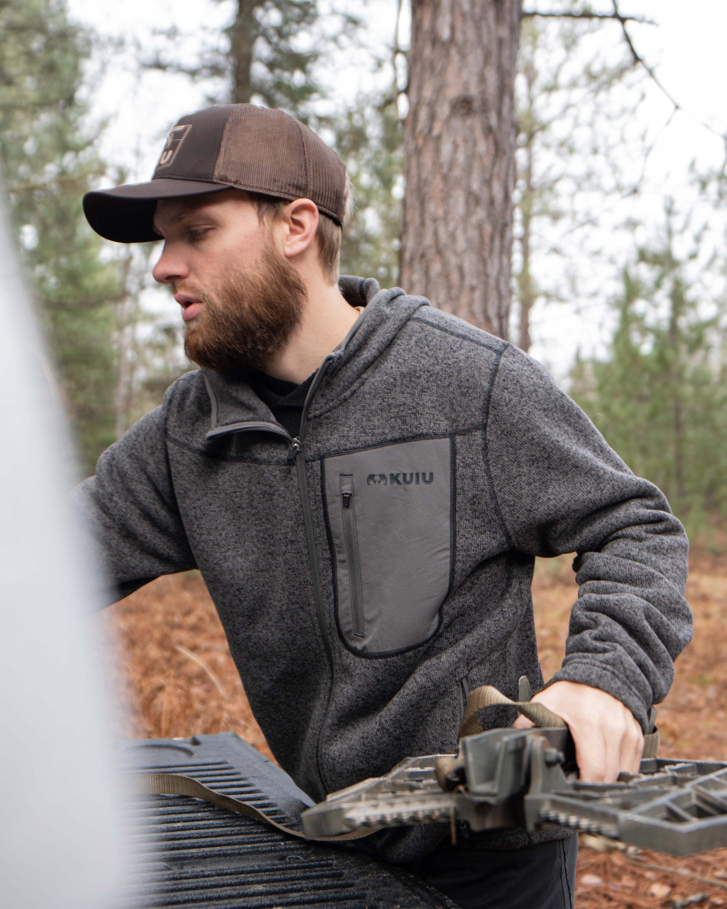 Base Camp Hooded Sweater | Steel Blue Heather - Image 3
