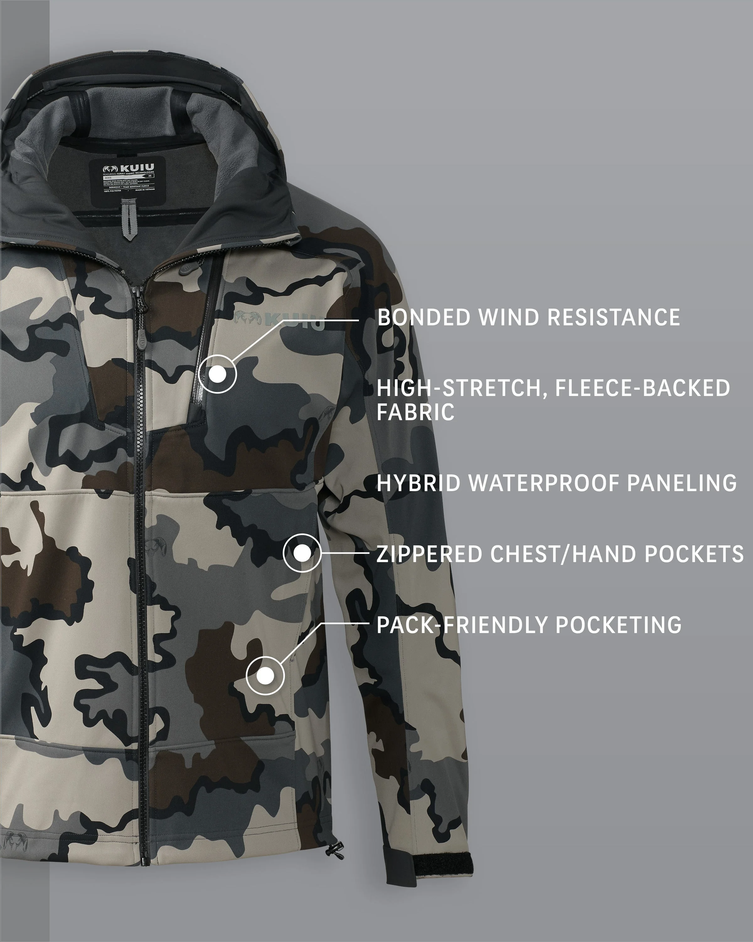 Alternative view of Axis Hybrid Hooded Jacket | Vias